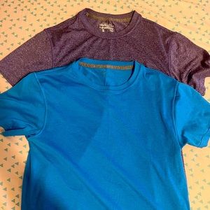 2 athletic t shirts (purple & blue)